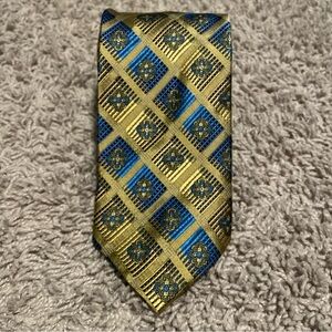 UBC gold and blue geometric tie